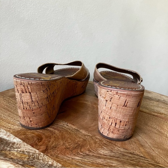 Sam Edelman | Reid Patent Leather Cork Heel Wedge Sandal - Picture 3 of 8